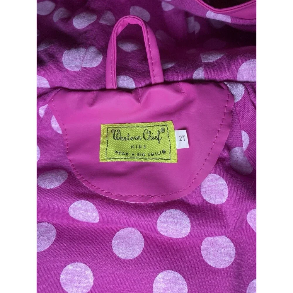 Western Chief Kids Hello Kitty Cutie Dot Pink Hooded Rain Coat Size 2T